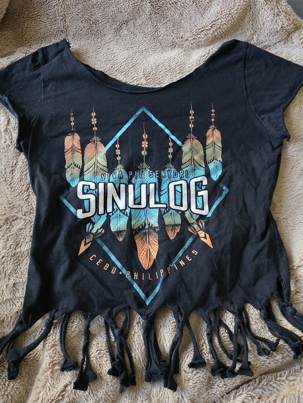 Festival Boho Raw Hem Fringe Crop Top - Sinulog Cebu, Philippines​ Size Small